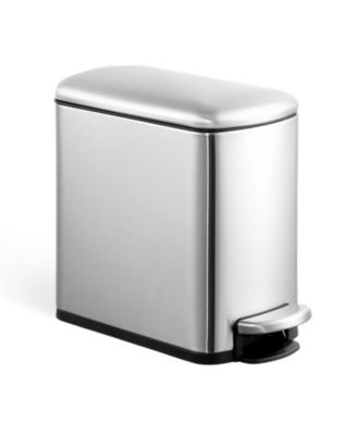 6L Pedal Slim Trash Bin, Stainless Steel Waste Bin with Lid and Inner Bin