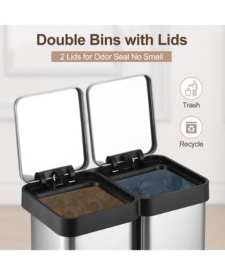 Large Capcity Dual Trash and Recycling Bin, Fingerprint Proof Stainless Steel Kitchen Garbage Can