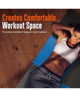 6-Piece Puzzle Exercise Mat, EVA Foam Tiles, Blue/Black