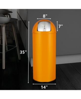 17 Gal / 65L Push Lid Trash Can Commercial Grade Heavy Duty Tall Commercial Trash Can Brushed Stainless Steel