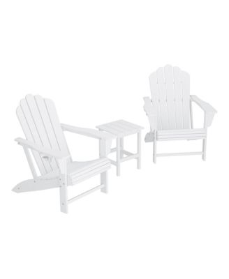 3-Piece Outdoor Patio HDPE Adirondack Chair With Cup Holder and Table Set