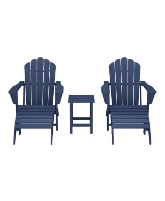 5-Piece Adirondack Chair with Folding Ottoman and Table Set