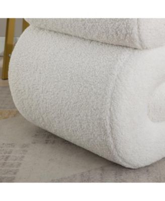 Modern S-Shape Makeup Stool, Teddy Fabric Upholstered Footstool, Comfy Ottoman for Bedroom, Living Room, and Dressing Table