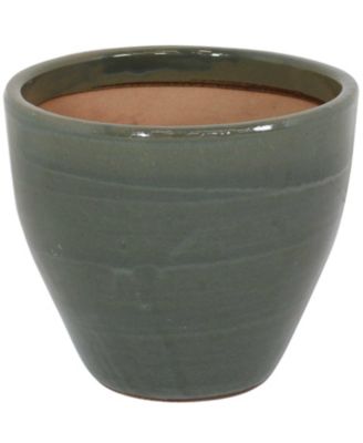 Large Ceramic Planter - Indoor or Outdoor Plant Pot with Drainage Holes - Seafoam Glaze Finish - 13" - Resort