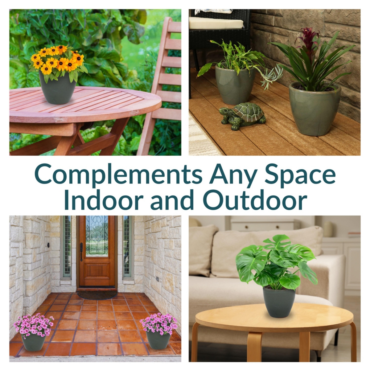 Resort High-Fired Outdoor/Indoor Glazed Uv- and Frost-Resistant Ceramic Planters with Drainage Holes