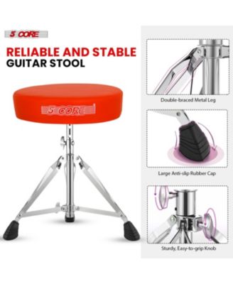 Drum Throne Adjustable Guitar Stool Padded Seat + Drum Practice Pad Snare Drumming Stand