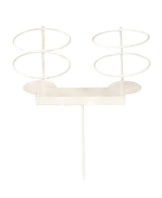 Outdoor Drink/Beverage Holder Stakes with Side Tray for Lawn, 2pk, Black and White
