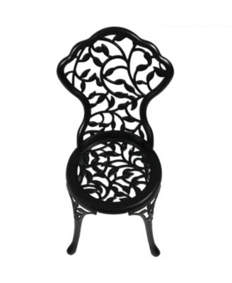 Floral Design Cast Aluminum Outdoor Patio Bistro Set, Black, 3pc