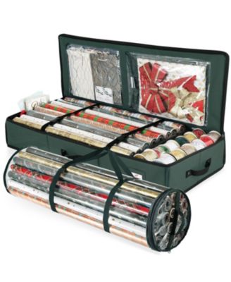 Christmas Wrapping Paper Storage Containers - Gift Wrapping Organizer Storage Fits Up to 22 Rolls of 40" - Gift Wrap Organizer with Interior Pockets, Tear Proof - Gift Wrap Storage - Silver