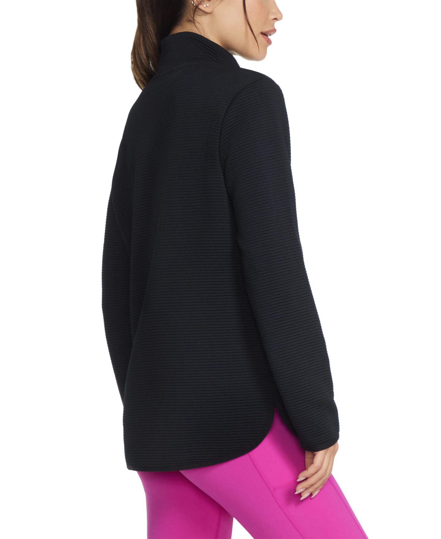 Женская толстовка на молнии Skechers Sketchers Go Walk Ottoman 1/4 Zip - Cozy Fit, цвет: Насыщенный чёрный — фото 3