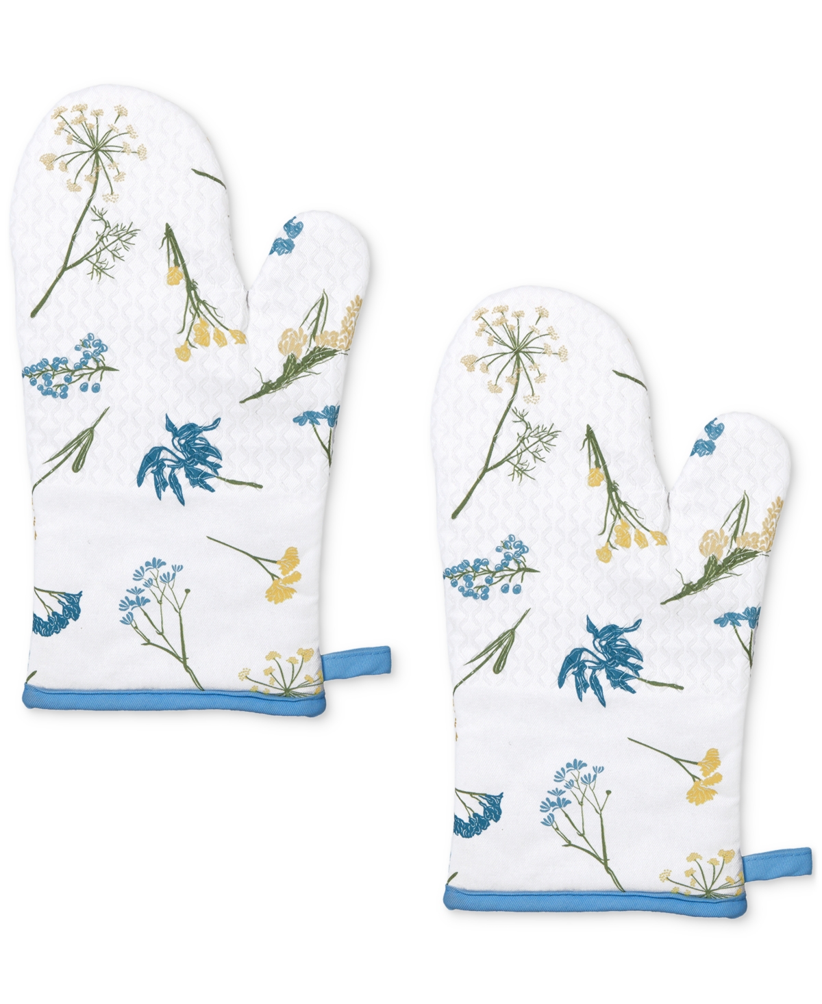 Lenox Wildflowers All-over Oven Mitts, Set Of 2 In Blue,white