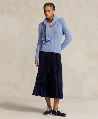 Women's Cable-Knit Cotton V-Neck Sweater