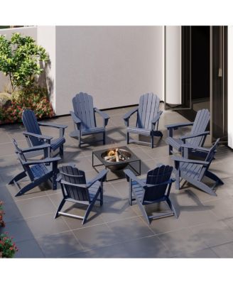 Outdoor Patio HDPE Adirondack Chairs With Cup Holders (Set of 8)
