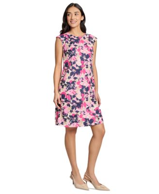 Jones New York - Petite Floral-Print Cap-Sleeve Dress
