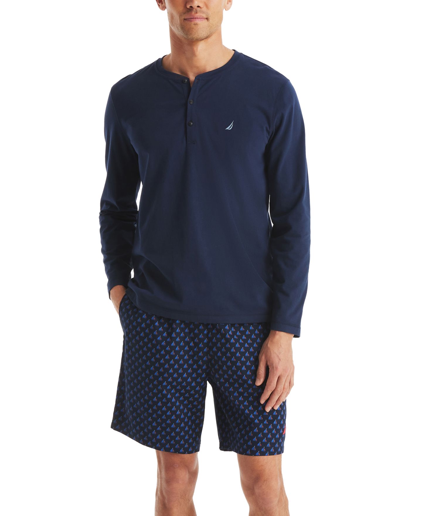 Пижамные шорты Poplin для мужчин — Nautica, цвет: Тёмно-синий — фото 2
