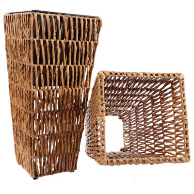 Indoor/Outdoor Hyacinth Poly-Wicker Tall Planters - 2pk - 11"