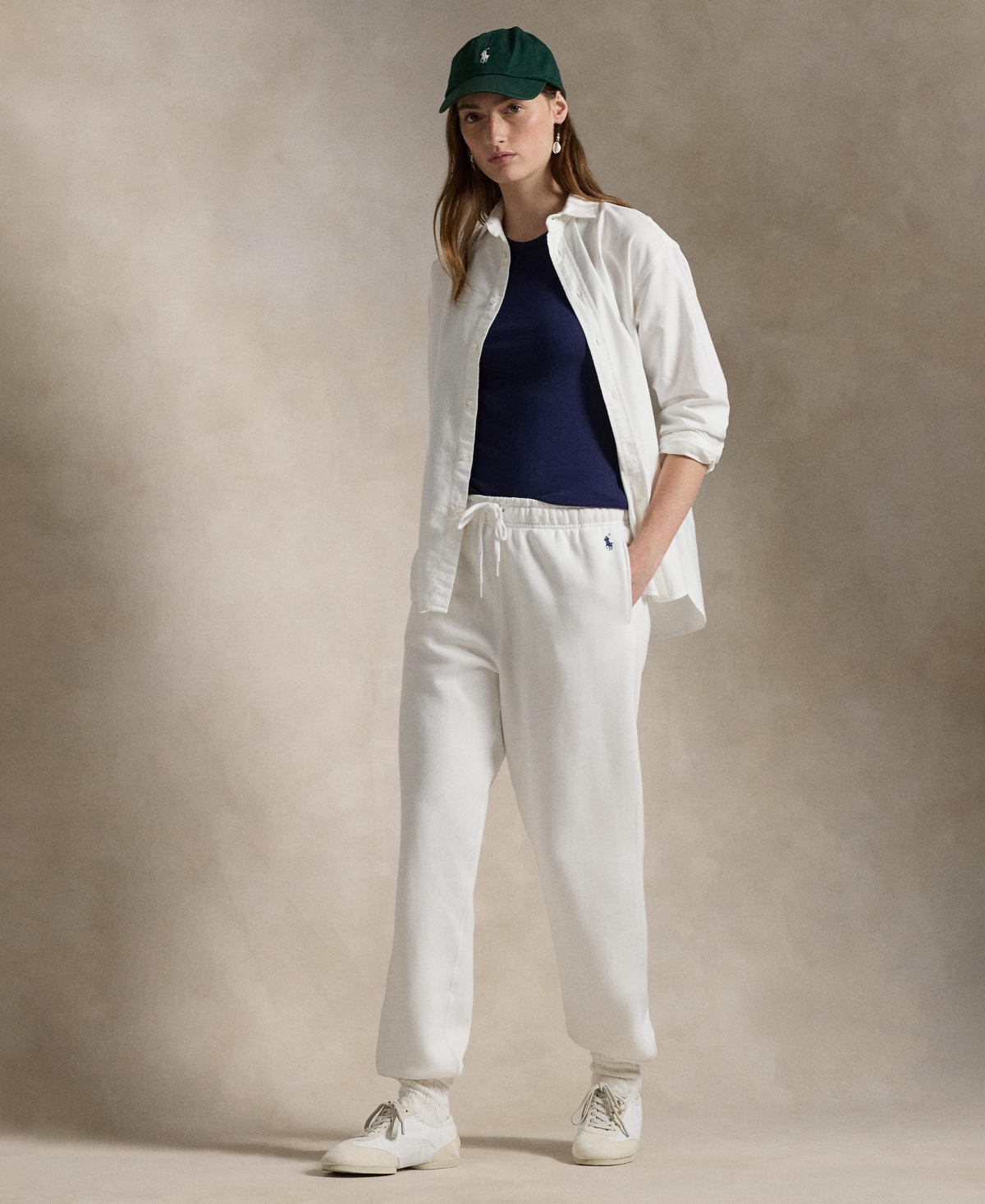 Polo Ralph Lauren Fleece Athletic Pant In White