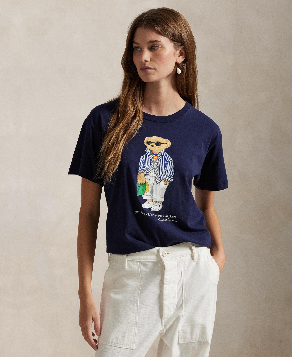Shop Polo Ralph Lauren Women's Polo Bear Cotton Jersey Tee In New Navy