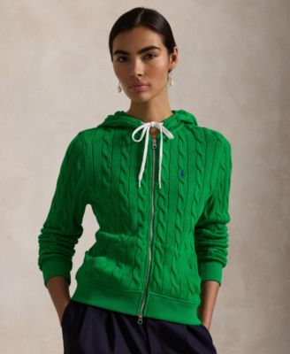 Polo Ralph Lauren - Women's Cable-Knit Cotton Full-Zip Hoodie