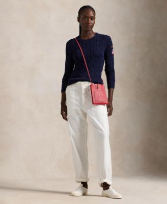 売れ筋商品|||ラルフローレン ニット&セーター アウター レディース Women's Flag-Patch Cable-Knit Cotton Sweater Hunter Navy Polo Ralph Lauren Women's Flag-Patch Cable-Knit Cotton