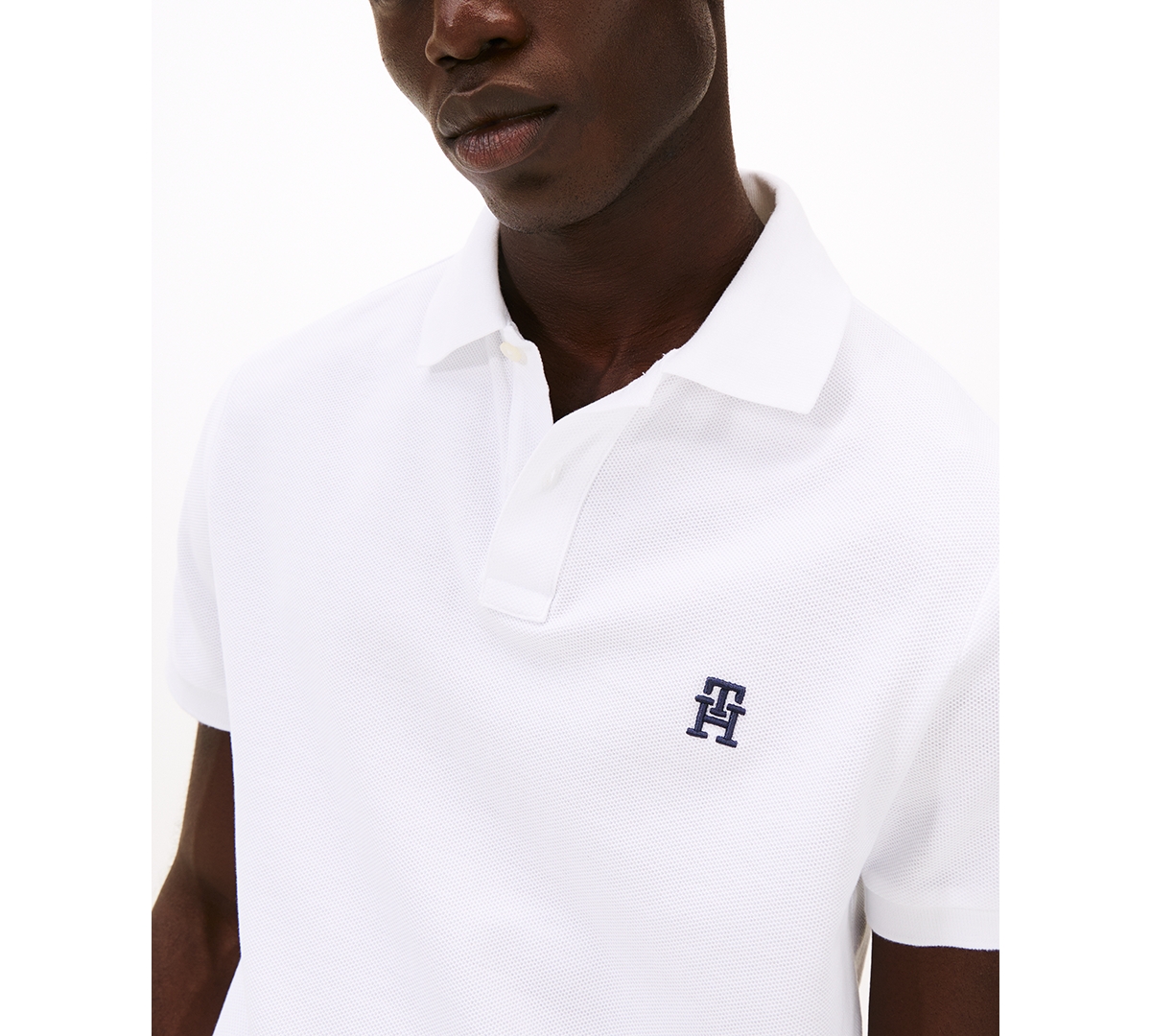 Tommy Hilfiger Men's Short Sleeve Monogram Logo Polo Shirt In White
