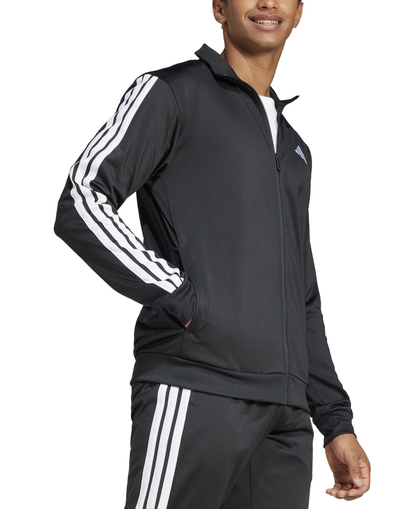 Мужская куртка adidas 3-Stripes Tricot Track, цвет: Чёрный — фото 2