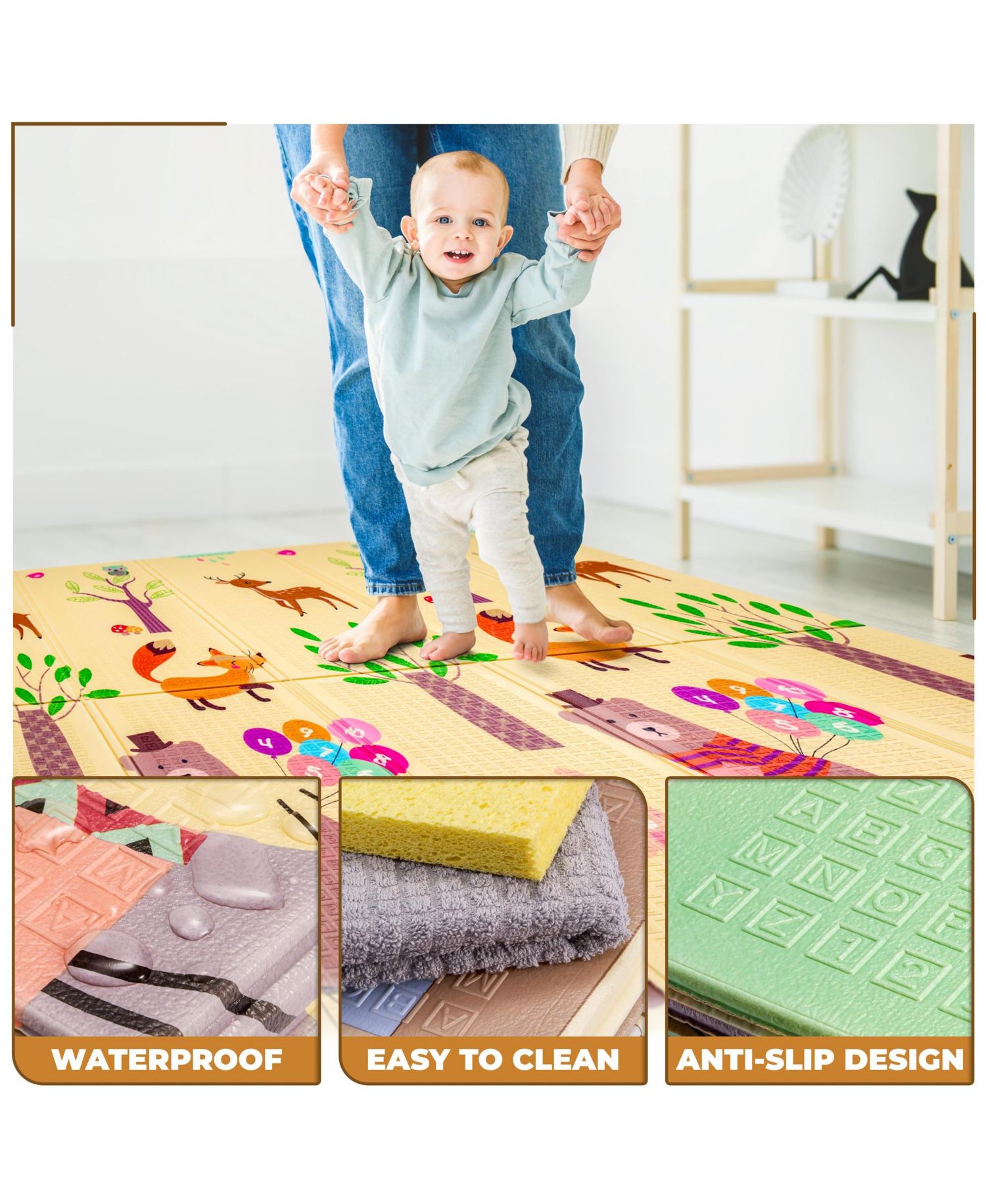 (78" x 70") Foldable Play Mats with Travel Bag - for Babies, Toddlers, and Kids Playtime & Tummy Time