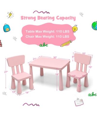 Kids 3 Pieces Multi Activity Play Dining Study Table and Chair Set
