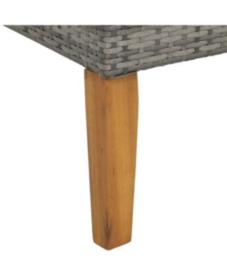 Outdoor Rattan and Acacia Wood Clifdon Patio Furniture Set with Loveseat, Chairs, Table, and Seat Cushions - Navy Blue - 4pc