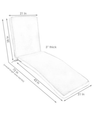 Outdoor Olefin Replacement Patio Chaise Lounge Chair Seat Cushion - 72" x 21" - Red