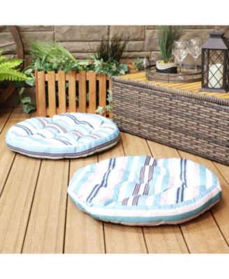 Indoor/Outdoor Large Round Tufted Floor Meditation or Chair Cushion - 22" - 2pk
