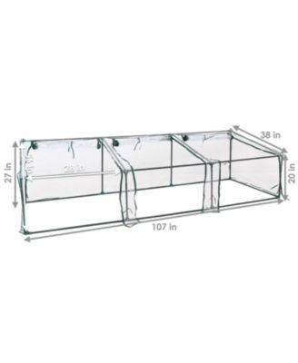 Outdoor Portable Slanted Top Plant Shelter Mini Cloche Greenhouse with Zipper Doors - Clear