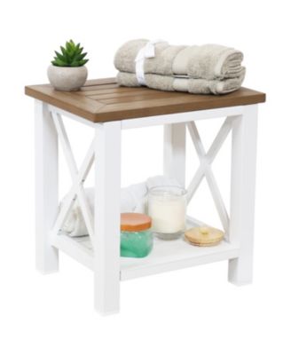 Farmhouse Multi-Purpose Rustic Side Table with Shelf