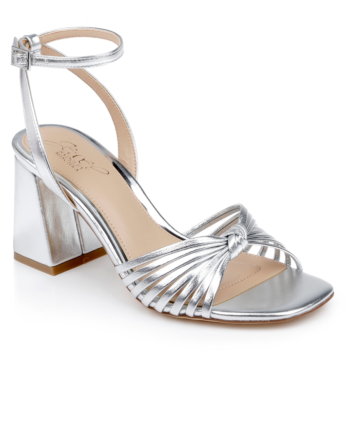 Jewel Badgley Mischka Women's Nariah Block Heel Sandals In Silver Leather