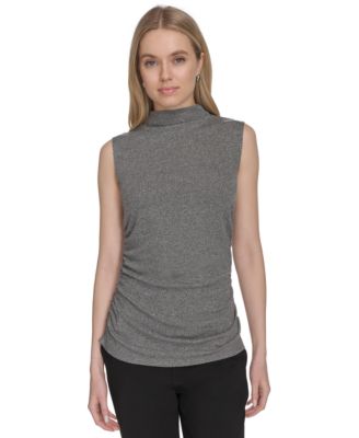 Calvin Klein - Women's Sleeveless Metallic Mock-Neck Top