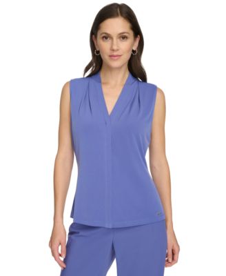 Calvin Klein - Women's Solid Sleeveless V-Neck Top