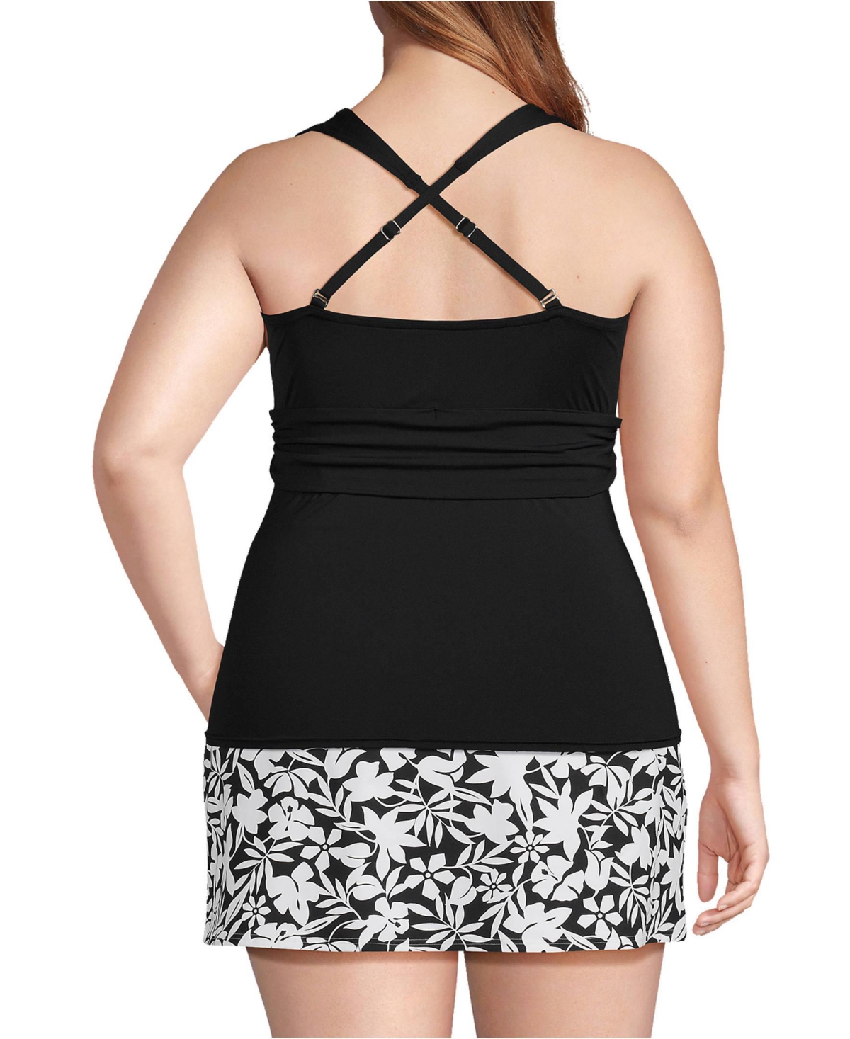 Lands' End Plus V-Neck Plunge X Back Tankini Top