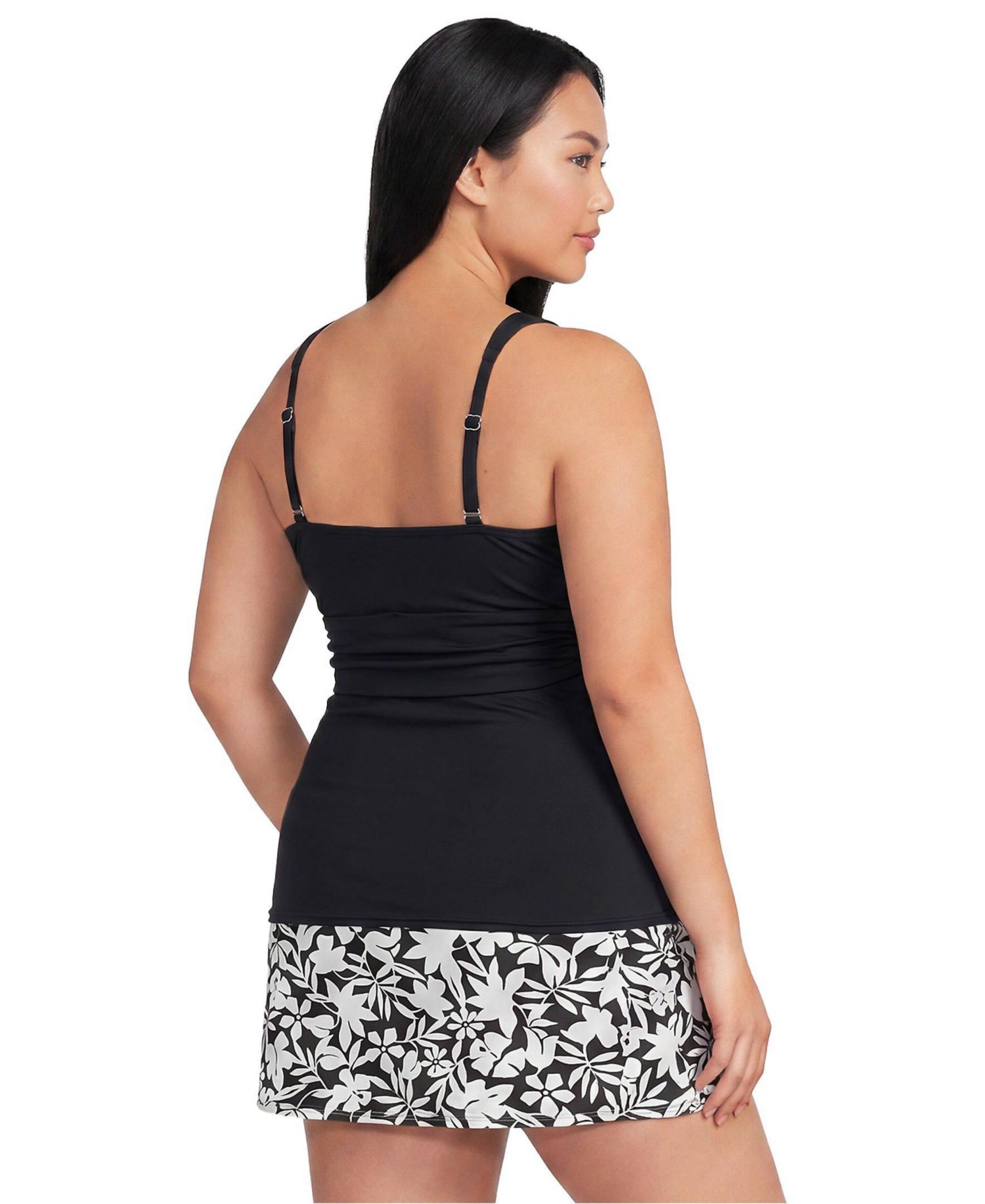 Plus Size Chlorine Resistant Plunge X-Back Tankini Swimsuit Top