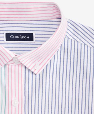 Men's Cotton-Blend Striped Colorblocked Oxford Shirt, Exclusively at Macy's