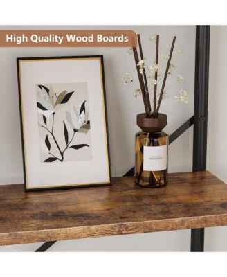 Bookshelf Industrial Bookcase Wooden Storage Open Rack Shelf with Metal Frame