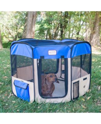 PP001B-M Portable Pet Playpen in Blue and Beige Color Combination for Traveling with Your Pet