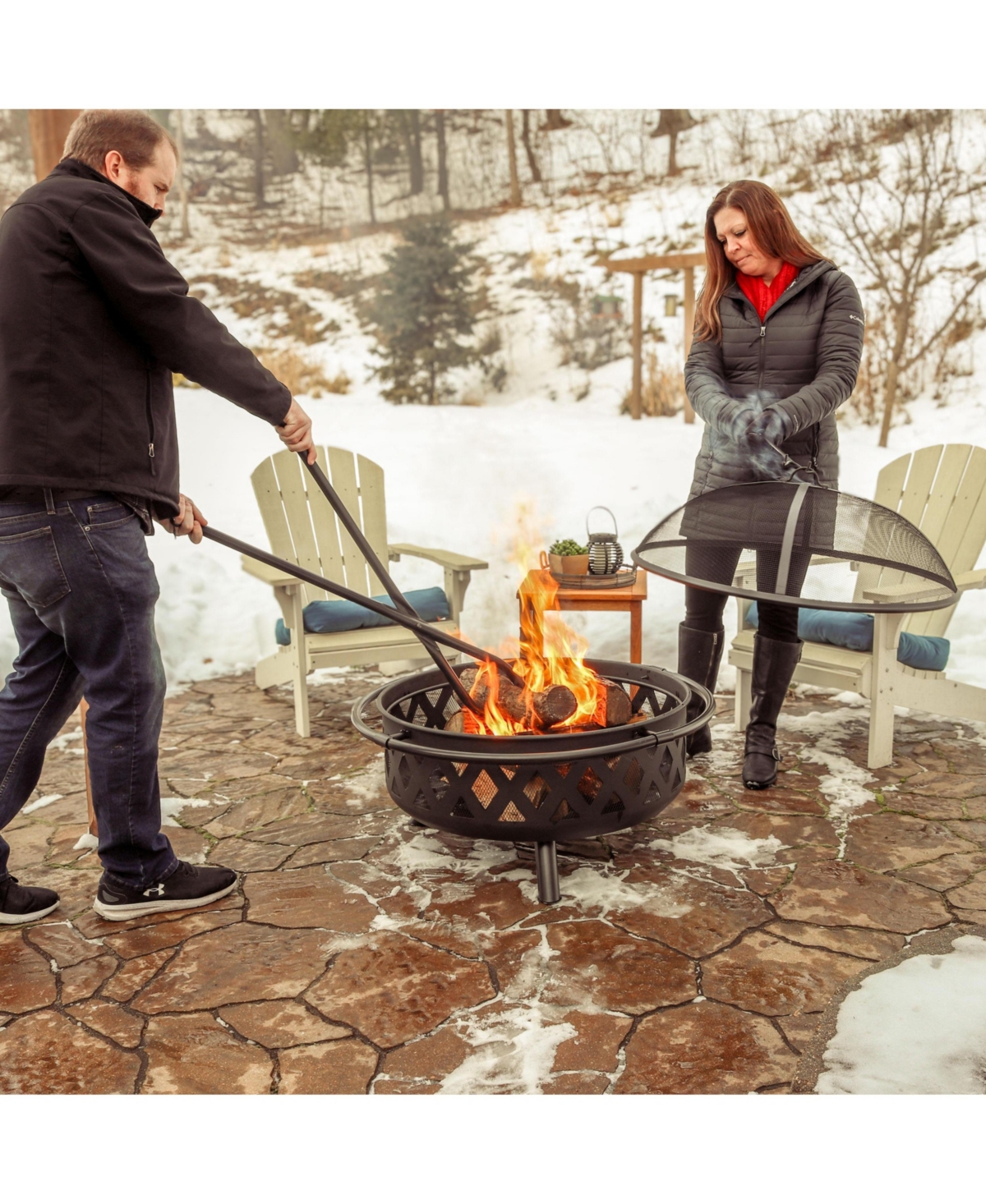 Indoor/Outdoor Fireplace or Fire Pit Heavy-Duty Metal Firewood Log Grabber Tool - 40" - Black