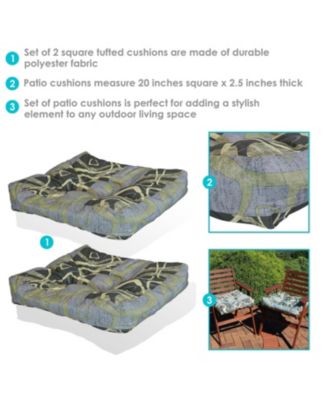 Indoor/Outdoor Replacement Square Tufted Patio Chair Seat and Back Cushions - 20" - 2pk