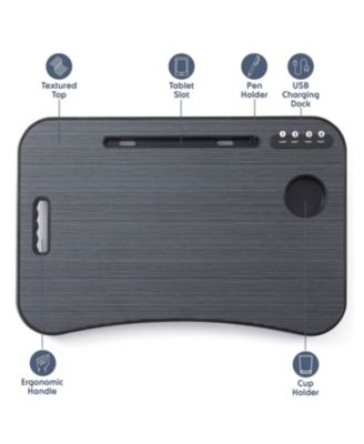 Foldable & Lightweight Lap Desk with USB Ports - Ideal for Working, Reading, or Eating - Large