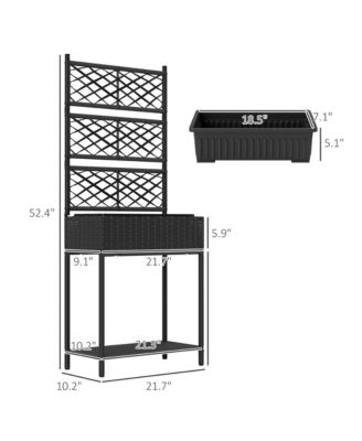 Rat Raised Planter Box with Trellis and Storage Shelf,21.7" L x 10.2" W x 52.4" H