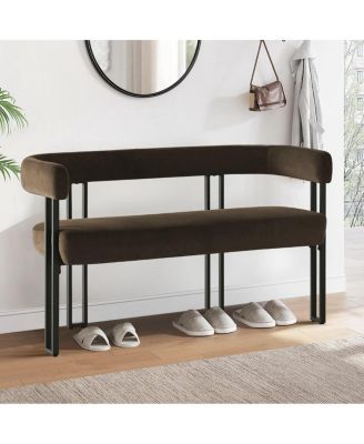 Velvet Upholstered 2-Seater Bench, Modern Loveseat Sofa for Living Room, Bedroom, or Entryway