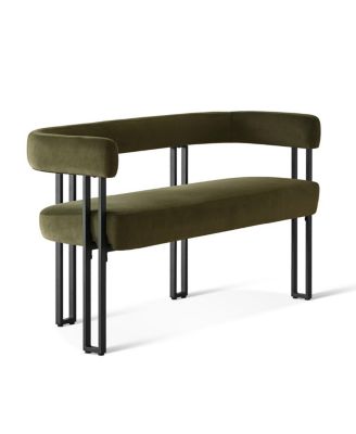 Velvet Upholstered 2-Seater Bench, Modern Loveseat Sofa for Living Room, Bedroom, or Entryway