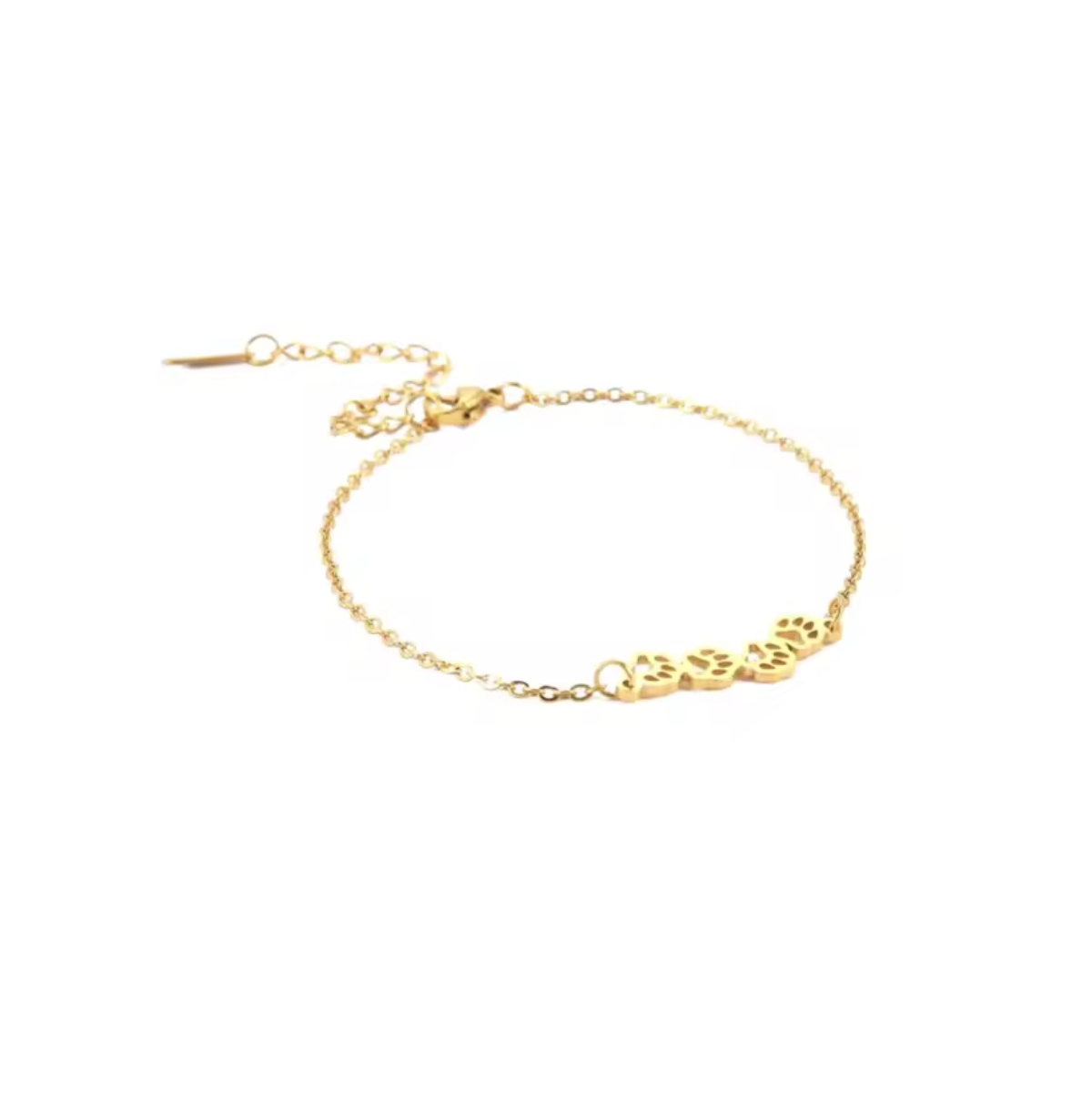Pawsy Daisy Paw Print Link Chain Bracelet - Gold