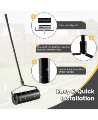 18 Inch Manual Lawn Aerator with Detachable Handle