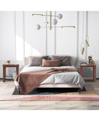 2-Tier End Table Modern Sofa Bedside Table Compact Nightstand w/ Storage Shelf